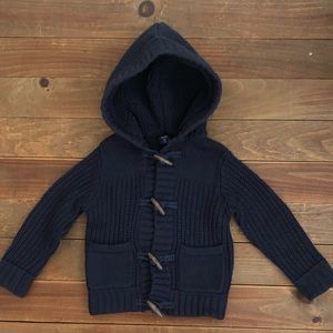 Baby Gap Cable Knit Sherpa Lined Hood Toggle Sweater
